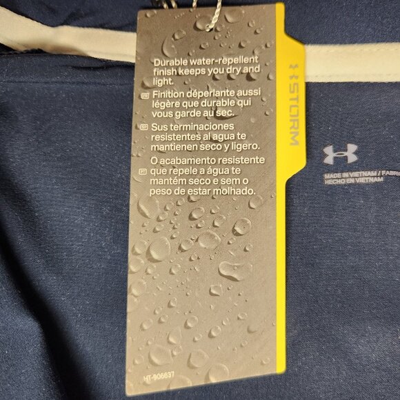 Under Armour Women's L Haze Long Full Zip Up Storm Wind Jacket Navy Blue NWT - Picture 4 of 6